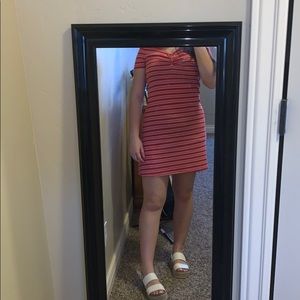 Red and white striped dress